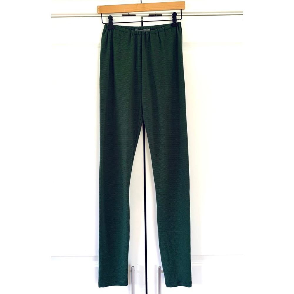 Alembika Leggings Green Textured Stretch Pants Layering Lagenlook Size 2 (8-10)